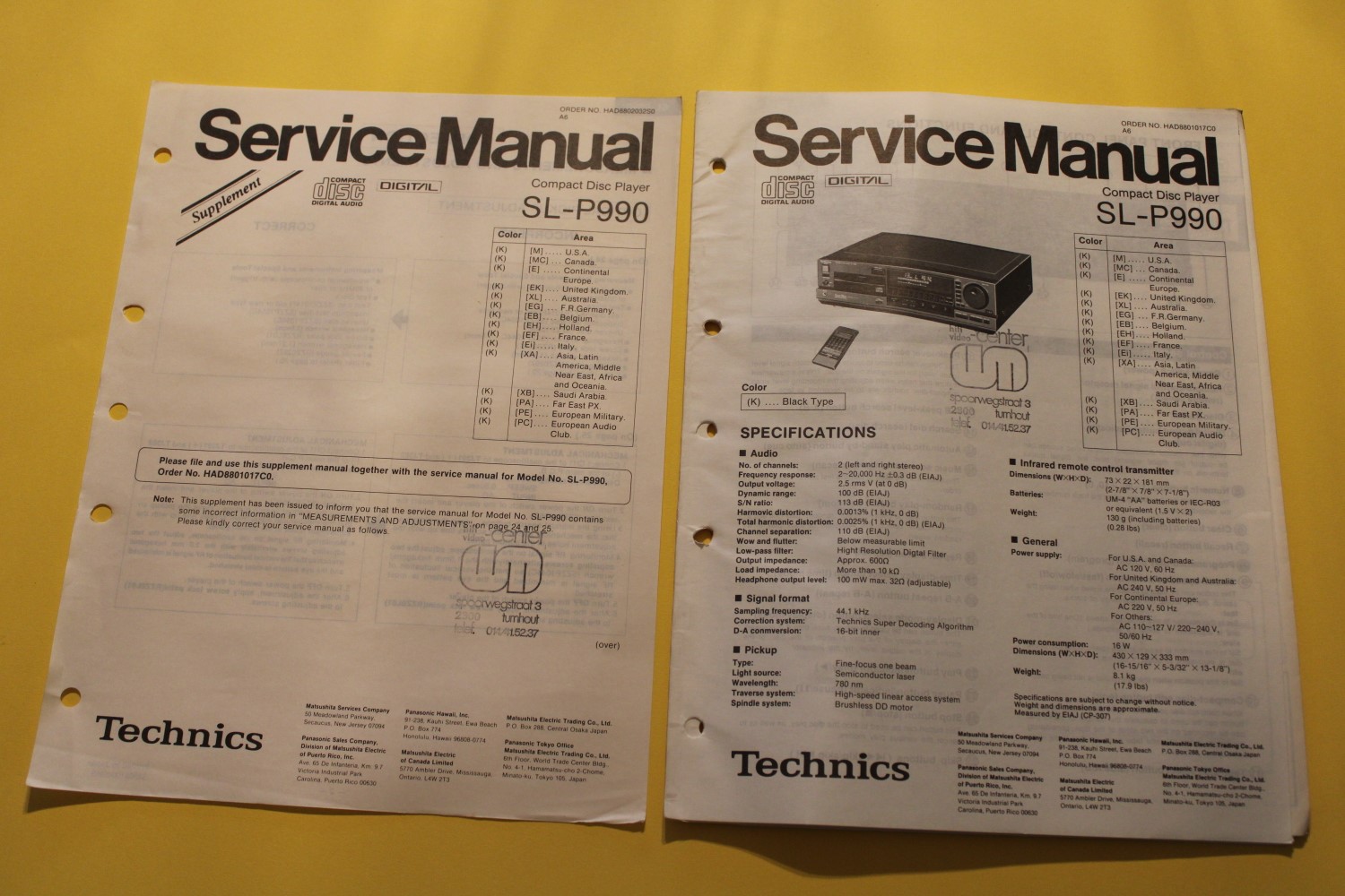 Technics SL-P990 CD-Player Service Manual  			
